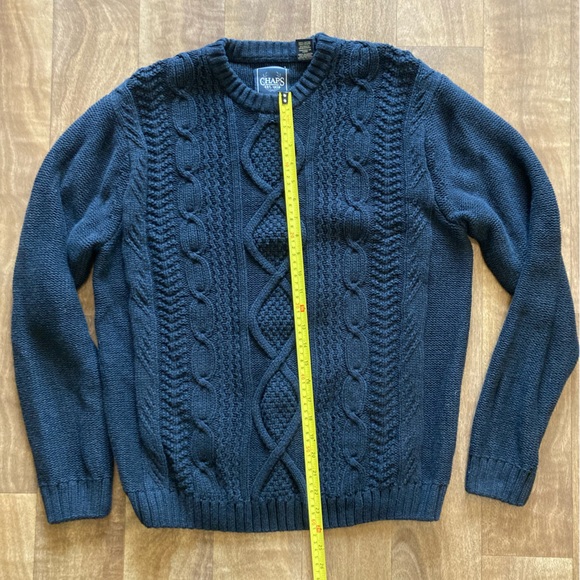 Chaps 100% Cotton Black Size Large Cable Knit Sweater - Picture 3 of 7